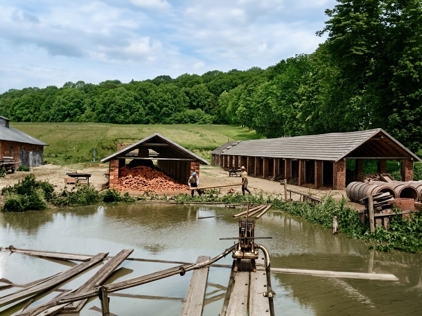 Flood at the former brickworks in Górka Narodowa. Photograph from 1929.