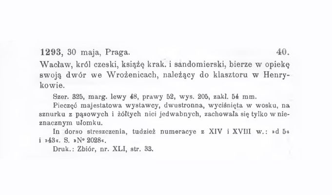 Note from the archive catalogue of the Cistercian Abbey in Mogiła, prepared by Dr. Kazimierz Kaczmarek and Fr. Gerard Kowalski, a Cistercian monk.