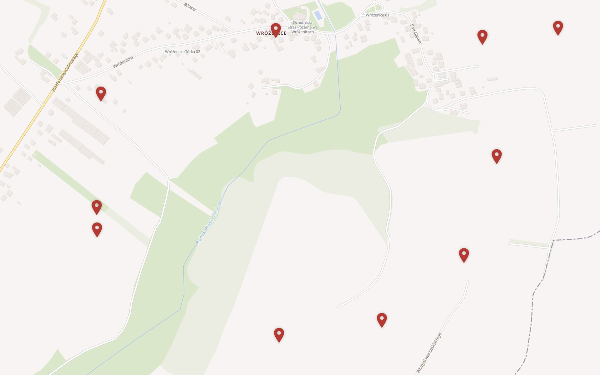 Traces of settlement and presumed settlement locations surrounding the discovered site — source: Zabytek.pl